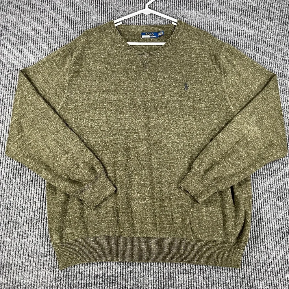 Polo Ralph Lauren Sweater Mens 2XL XXL Green Long Sleeve Crew Neck Casual Soft